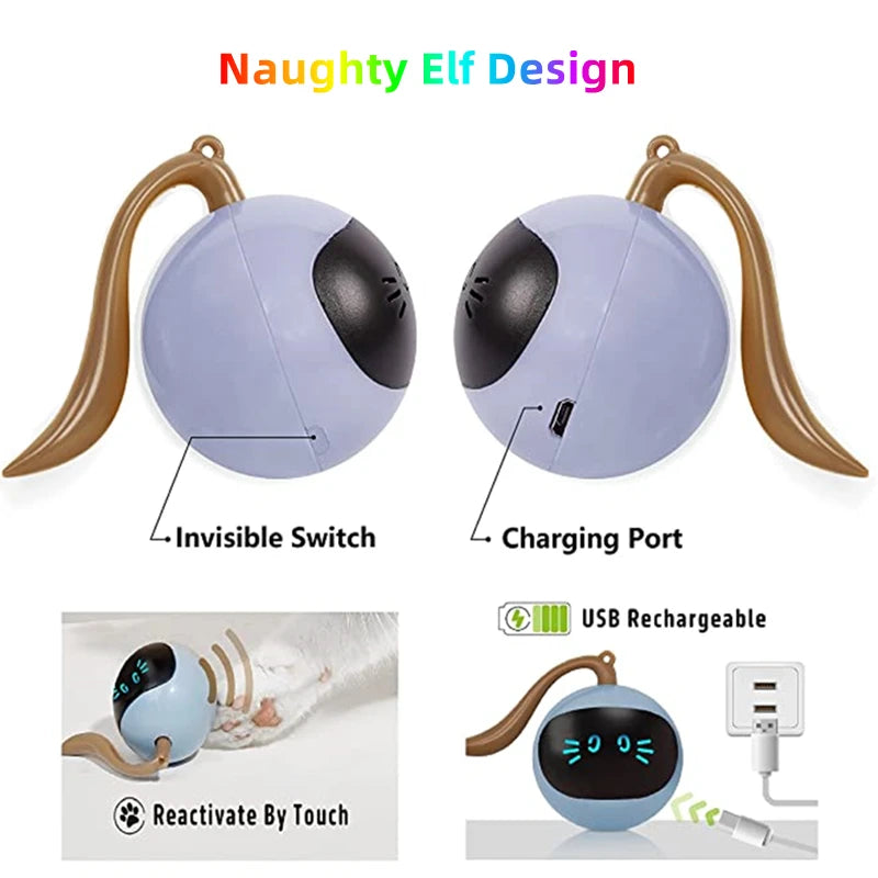AI Smart Cat Ball Toy – USB Rechargeable 360° Rolling Interactive Cat Toy