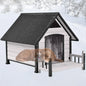 Weatherproof Outdoor Dog House for Large Breeds – Wood & Anti-Chew Iron Frame