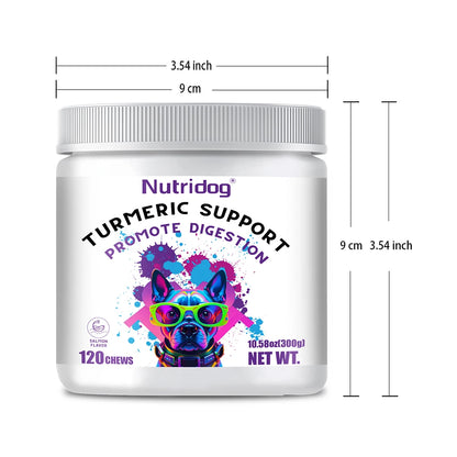 Turmeric Chews For Dog - Anti-inflammatory joint care with Contains glucosamine&chondroitin - Digestive support-120 soft chews