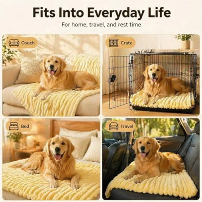 Emotional Support Blanket Yellow, Dog Mood Calming Blanket, Ribbed Flannel Soft Double-Sided Plush Pet Blanket for Dogs and Cat
