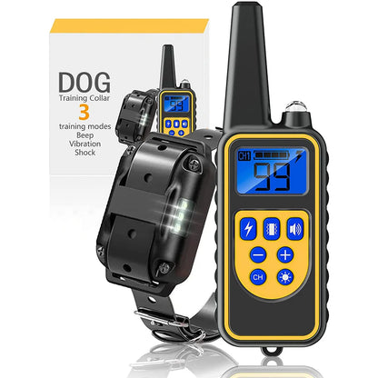 800m Anti-Barking Dog Training Collar – Rechargeable Shock & Vibration with Reflective Leather Strap