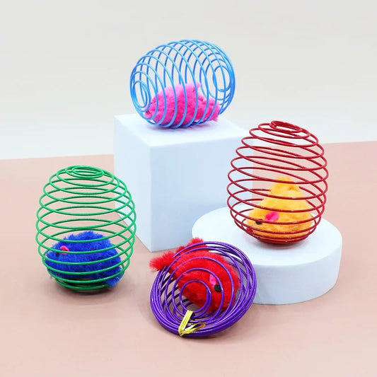 1/2/3pcs Cat Toy Balls Stretchable Kitten Springs Toys Interactive Caged Rats Rolling Cat Balls Random Color Cat Accessories