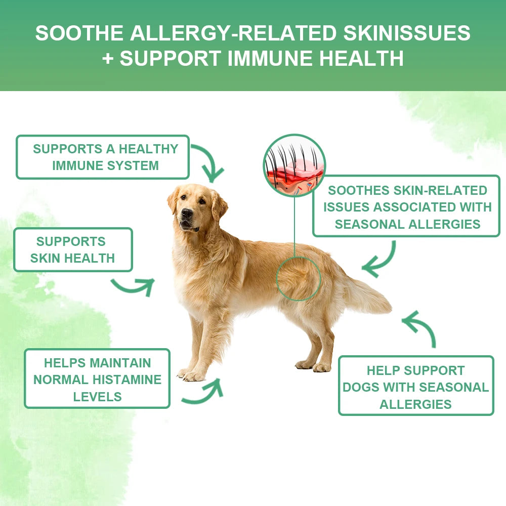 NUTRIDOG Dog Anti-Allergy Chews Salmon Flavor Soft Chew Allergy Relief Skin Health Coat Defense 120 PCS/Bottle
