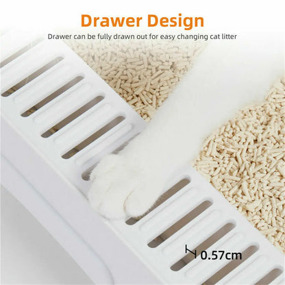 Enclosed Sifting Cat Litter Box – Dual Entry with Scoop, Filter & Drawer