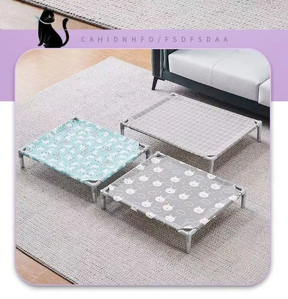Elevated Pet Cot Stainless Steel Frame - All Season Military Dog Bed Removable Washable Off Ground for Small Pets