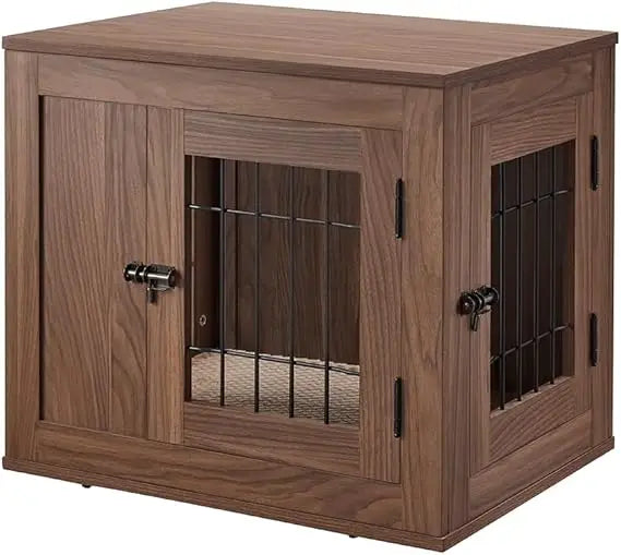 Furniture Style Dog Crate – Indoor Wood & Wire Pet Kennel with End Table Top