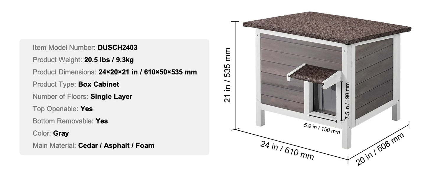 Outdoor Weatherproof Cat House – Insulated Wooden Feral Cat Shelter