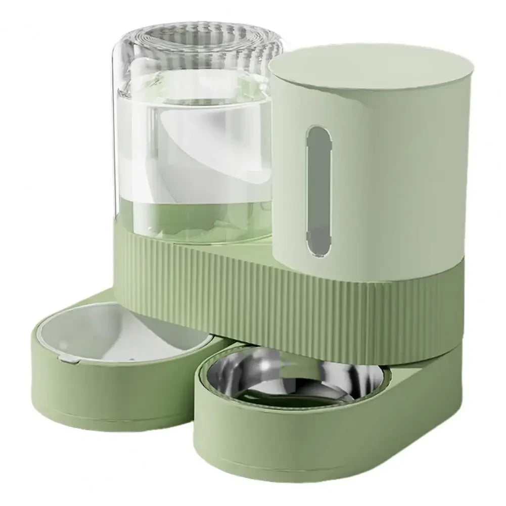 Automatic Cat Feeder Automatic Pet Feeder Water Dispenser Set for Cats Dogs 2-in-1 Food Bowl with Stainless Steel Insert 1pcs