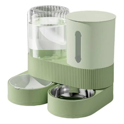 Automatic Cat Feeder Automatic Pet Feeder Water Dispenser Set for Cats Dogs 2-in-1 Food Bowl with Stainless Steel Insert 1pcs