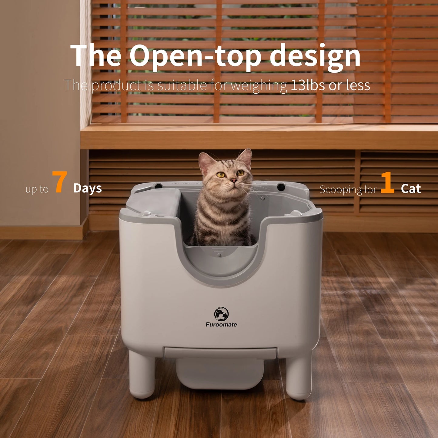 F6 Self-Cleaning Cat Litter Box – Automatic, Open-Top, Odor Control