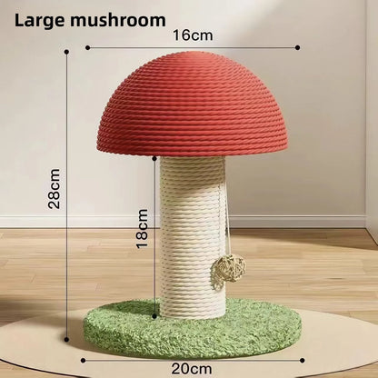 Mushroom Cat Scratching Post, Sisal Cat Scratcher With Ball Toy, Durable Small Cat Tree For Indoor Cats