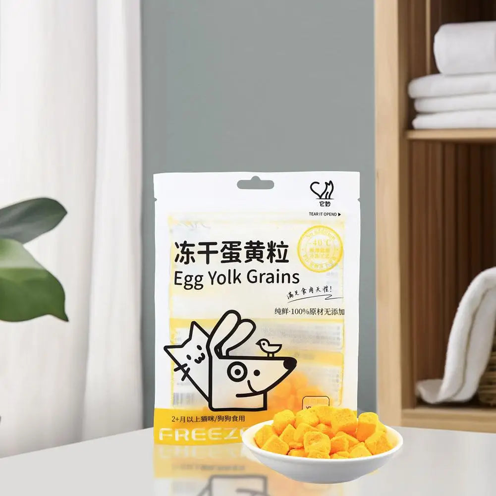 40g Freeze Dried Egg Yolk Granules Beautify Smoothing Freeze-dried Hair Cat To Pet Pets Healthy Food Snacks Cat Safe Supplies
