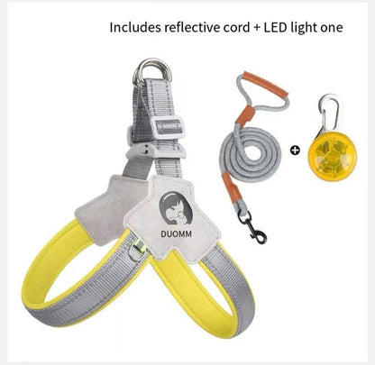 Saddle-Style Dog Chest Harness – Breathable Reflective Harness with Optional LED Leash