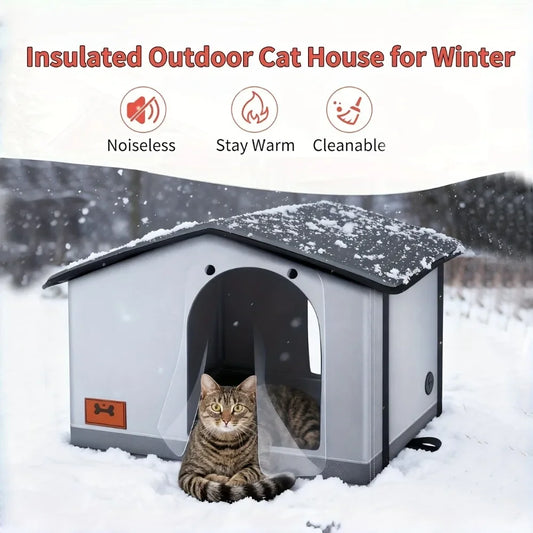 A insulated outdoor cat house with eaves and escape doors, designed for insulation and providing winter shelter for stray cats - Bdba PK