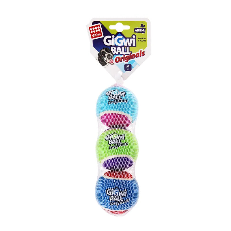 Pet Dog Squeaky Tennis Ball Interactive Dog Toys High Bounce Sound Rubber Ball  for Small Medium Dogs Training Outdoor Play Ball