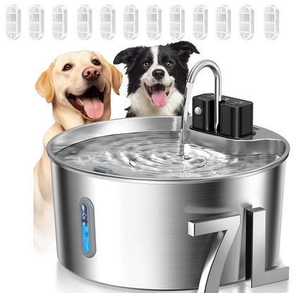7L Stainless Steel Wireless Recharging Sensor Cat Water Fountain Auto Drinking Fountain For Cats Dog Drinker Pet Dispenser Bowl