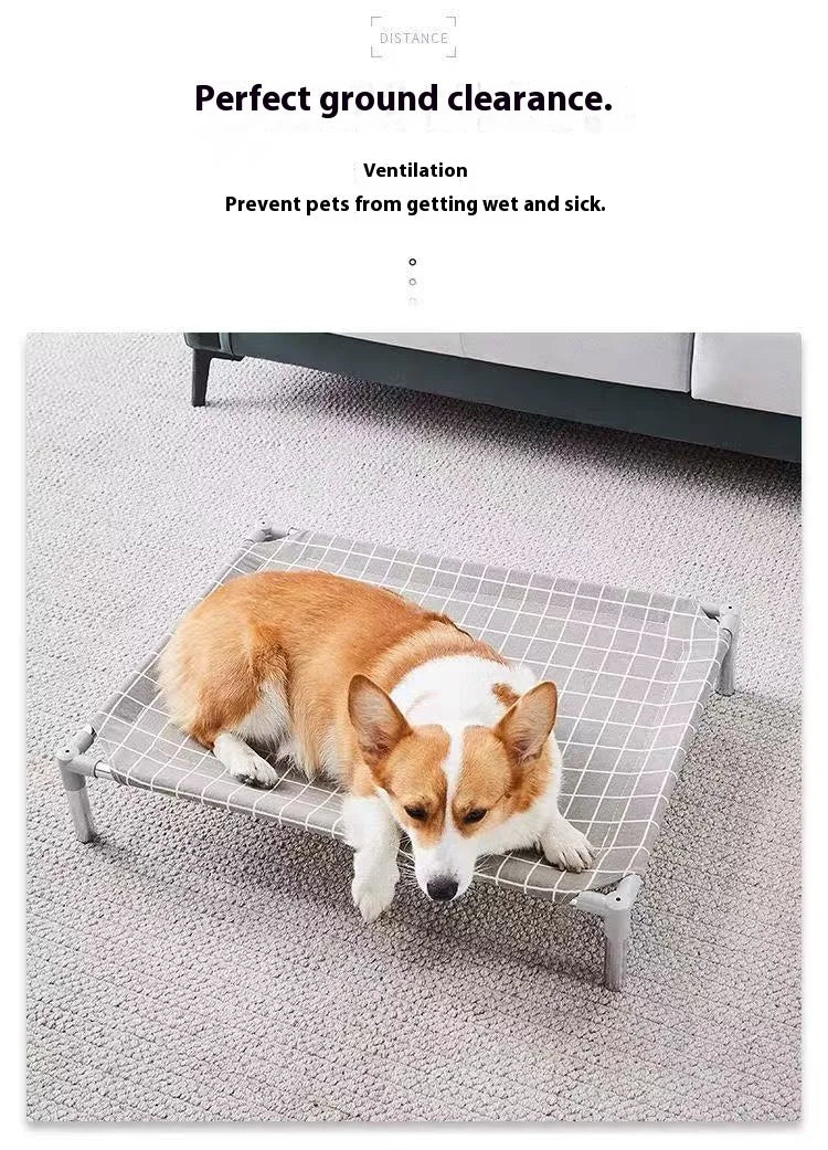 Stainless Steel Pet Cot Elevated Dog Bed - All Season Military Style Removable Washable Moisture Proof for Small Dogs Cats