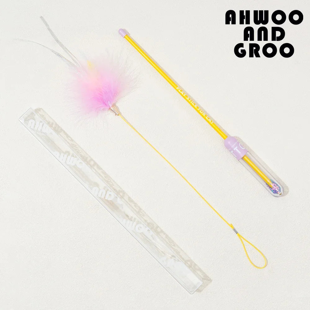Starry Sky Cat Teaser Wand Kitty Interactive Toys Kitten Funny Feather Colorful Three Sections Rod Teaser Wand Pet Cat Supplies