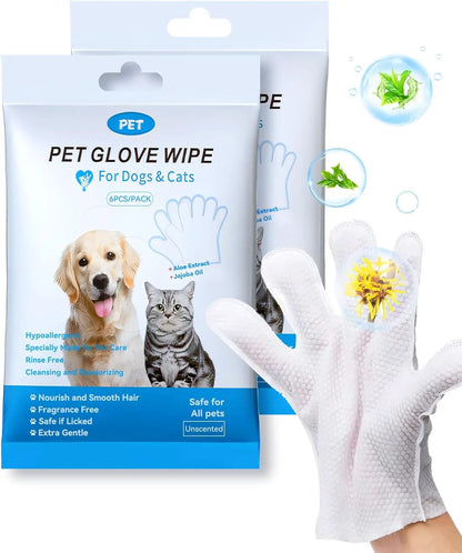 Pet Cleaning Wipe Gloves – Deodorising Grooming Bath Wipes for Dogs & Cats