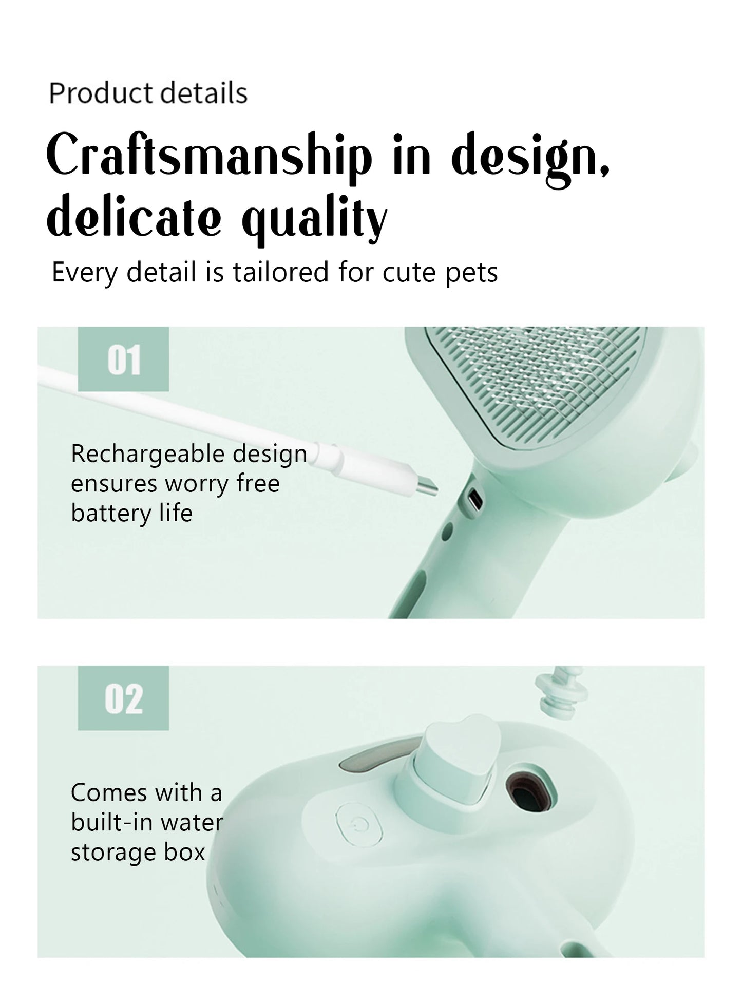 USB Steam Spray Pet Grooming Comb – Heated Massage Brush for Dogs & Cats