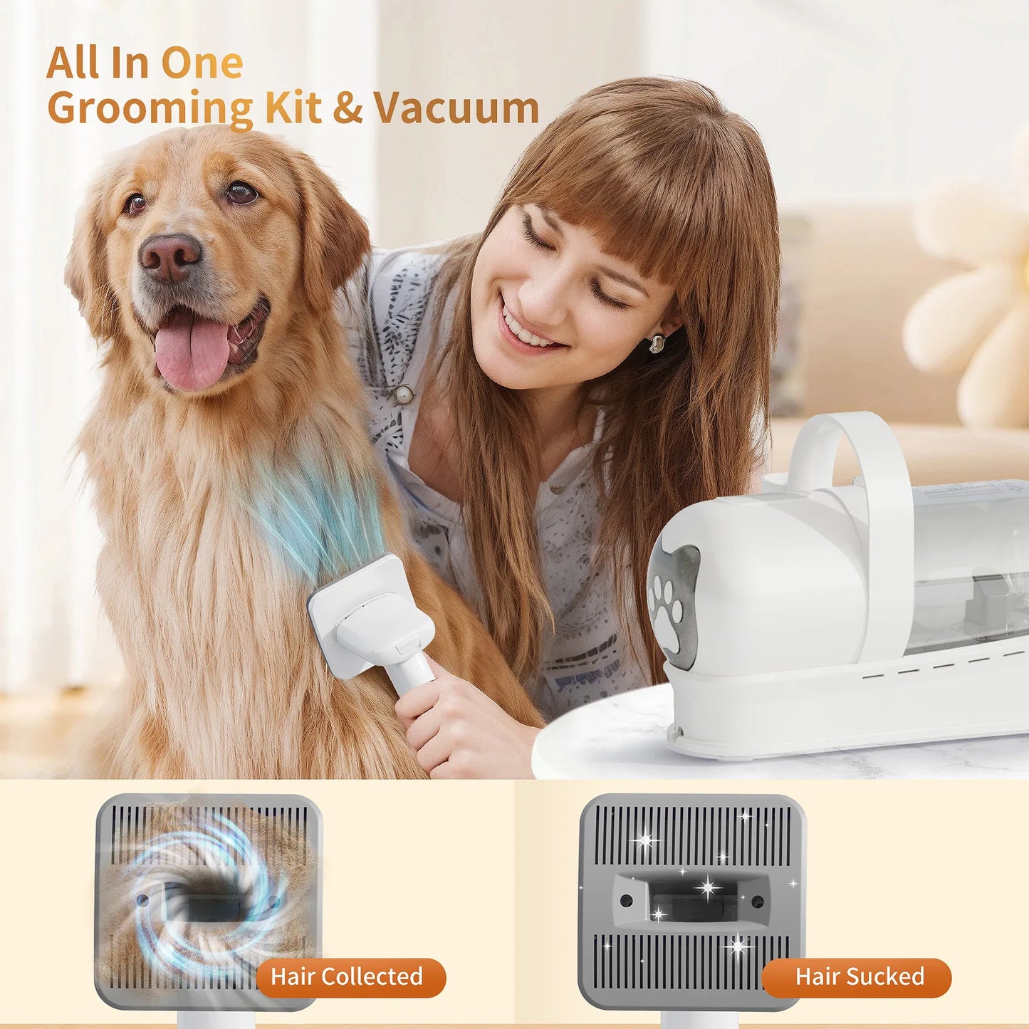 pet 7-in-1 hair suction device cat dog vacuum cleaner machine hair trimmer electric push cutting grooming shaving cleaning