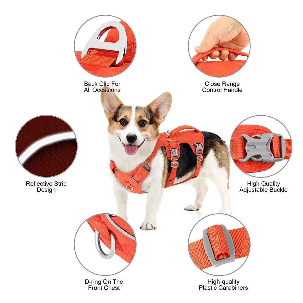 Escape Proof Nylon Dog Harness Reflective Dog Harnesses Durable Pet Vest With Handle Adjustable for Small Medium Large Dogs Pug