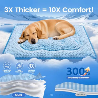 Dog Cooling Mat, Thick Cooling Mat for Extra Dogs with PCM and Thermochromic Tech, Dual-Sided Durable Waterproof Cool Dog Bed M