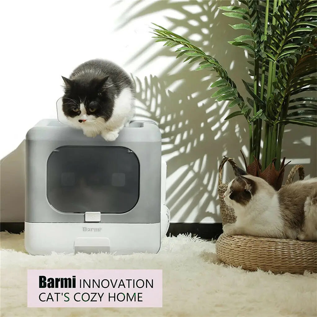 Enclosed Sifting Cat Litter Box – Dual Entry with Scoop, Filter & Drawer