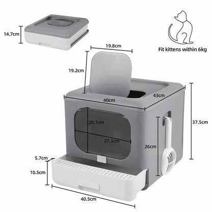Enclosed Sifting Cat Litter Box – Dual Entry with Scoop, Filter & Drawer