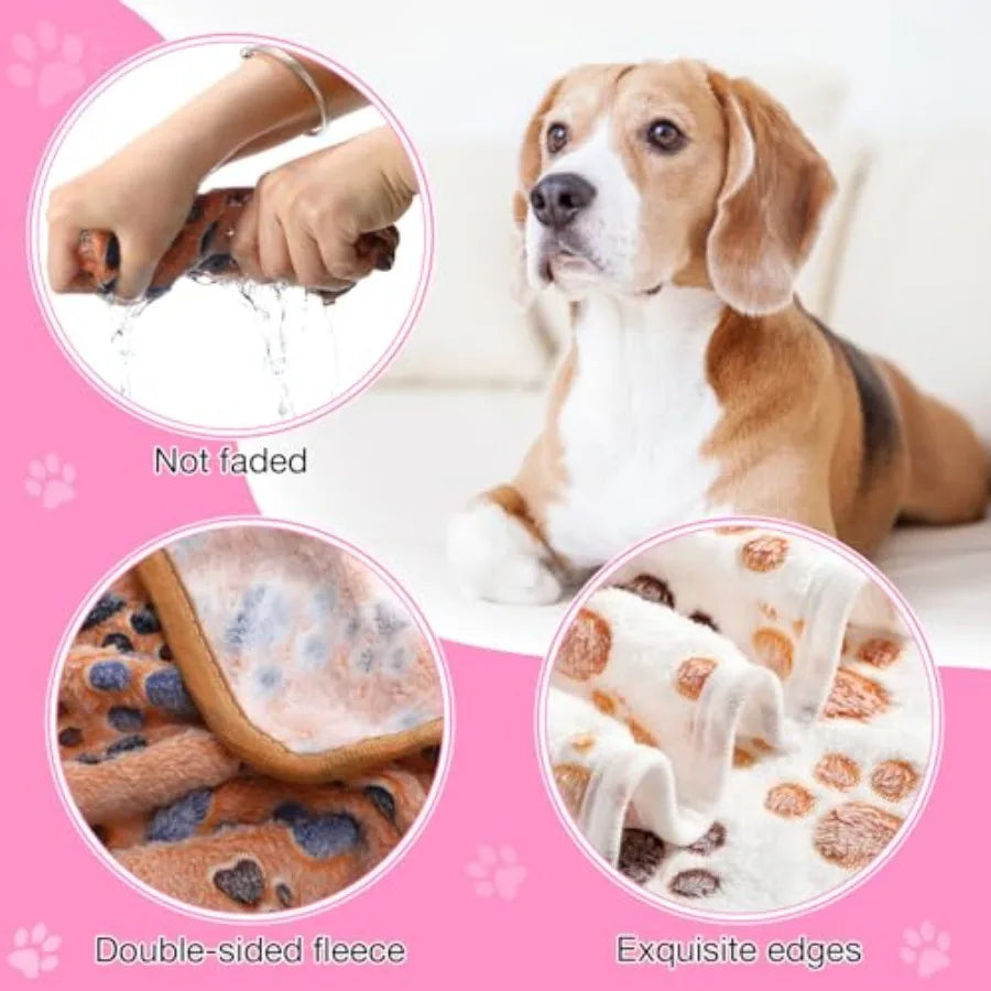 18 Pcs Fleece Pet Blanket Soft Warm Sleep Mat Fluffy Puppy Supplies Paw Bone Star Elephant Dot Heart Print Design Bed Blankets