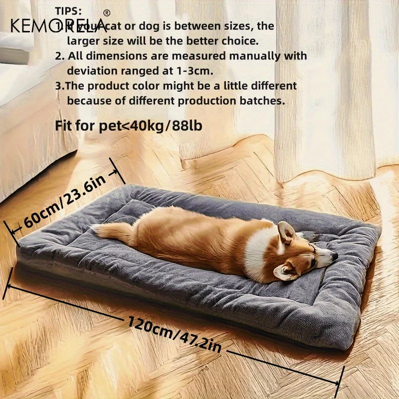 Extra Large Plush Dog Bed – Super Soft Polyester Crate Mat for Dogs & Cats