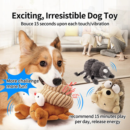 Interactive Dog Toy – Motion-Activated Vibrating Bounce Ball with Squeaky Plush Cover