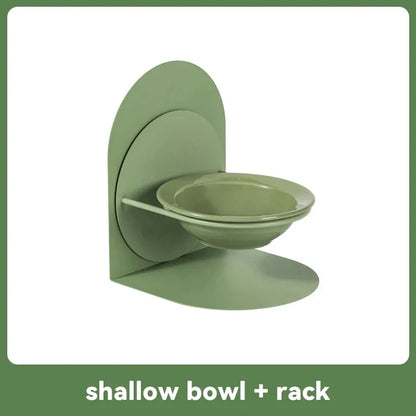 Detachable Pet Cat and Dog Bowl Protects Cervical Vertebrae Against Upset Height Adjustable Pet Ceramic Bowl