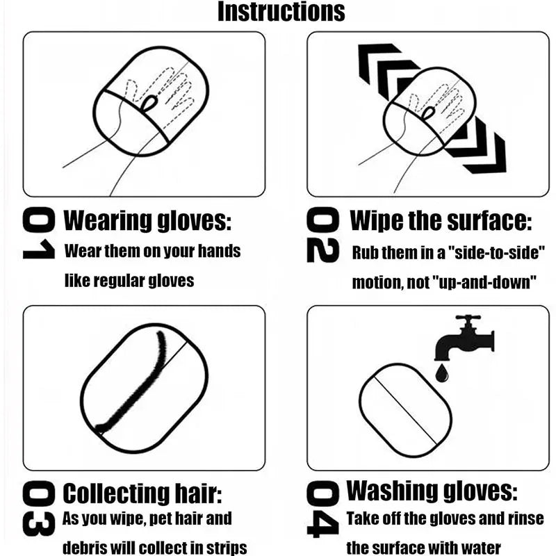 Reusable Pet Hair Removal Gloves – Double-Sided Fur Remover for Furniture & Carpet
