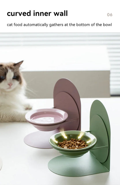 Detachable Pet Cat and Dog Bowl Protects Cervical Vertebrae Against Upset Height Adjustable Pet Ceramic Bowl