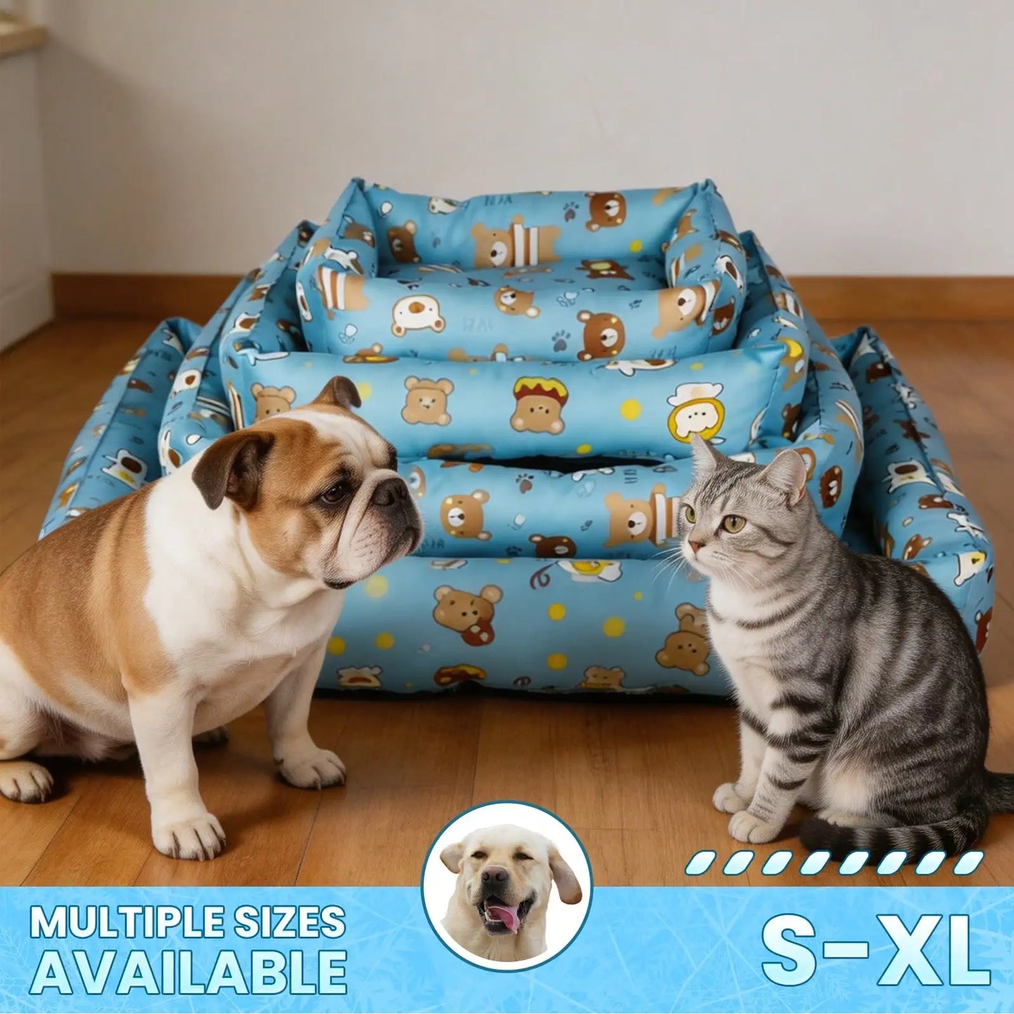 Summer Pet Cooling Mat | Cartoon Bear Design Pet Bed, Waterproof & Scratch-Resistant, Suitable For Cats & Dogs