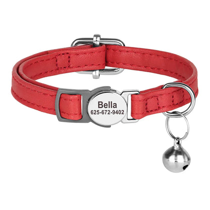 Cat Collar Free Personalized Kitten Collars Engraved Pet Puppy Name Necklace Collars Anti-lost for Cats Small Dogs Adjustable