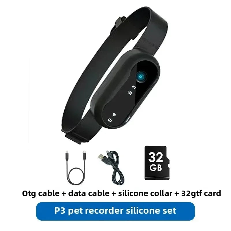 HD 1080P Pet Collar Camera – Waterproof WiFi Dog & Cat Body Cam with Anti-Shake