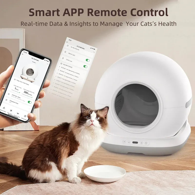 Large Capacity Automatic Cat Litter Box Self Cleaning 72L Smart Cat Toilet APP Control Extra Large Space Suitable for Big Cats