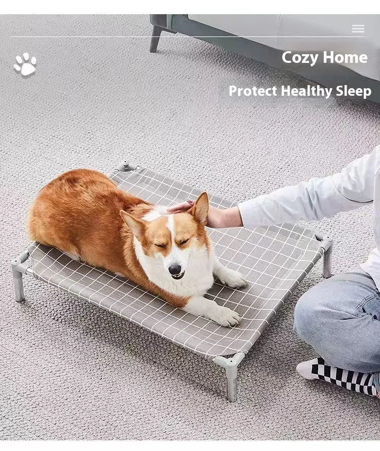 Elevated Pet Cot Stainless Steel Frame - All Season Military Dog Bed Removable Washable Off Ground for Small Pets