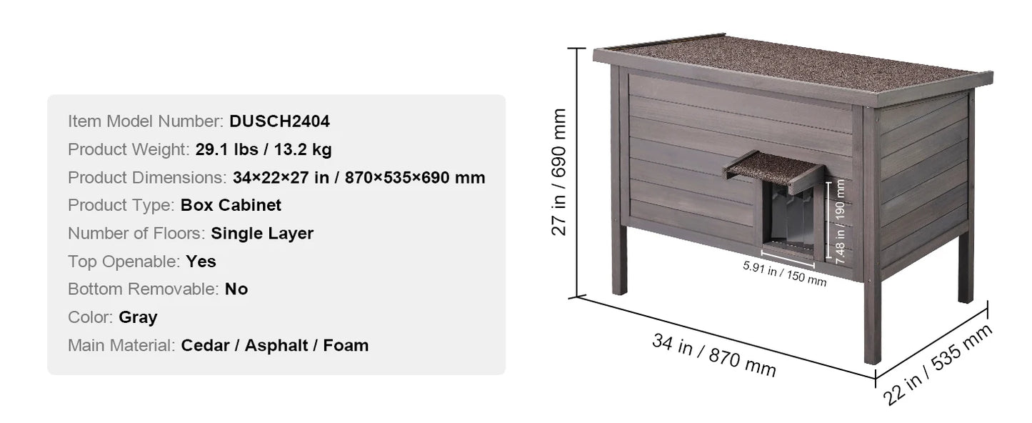 Outdoor Weatherproof Cat House – Insulated Wooden Feral Cat Shelter