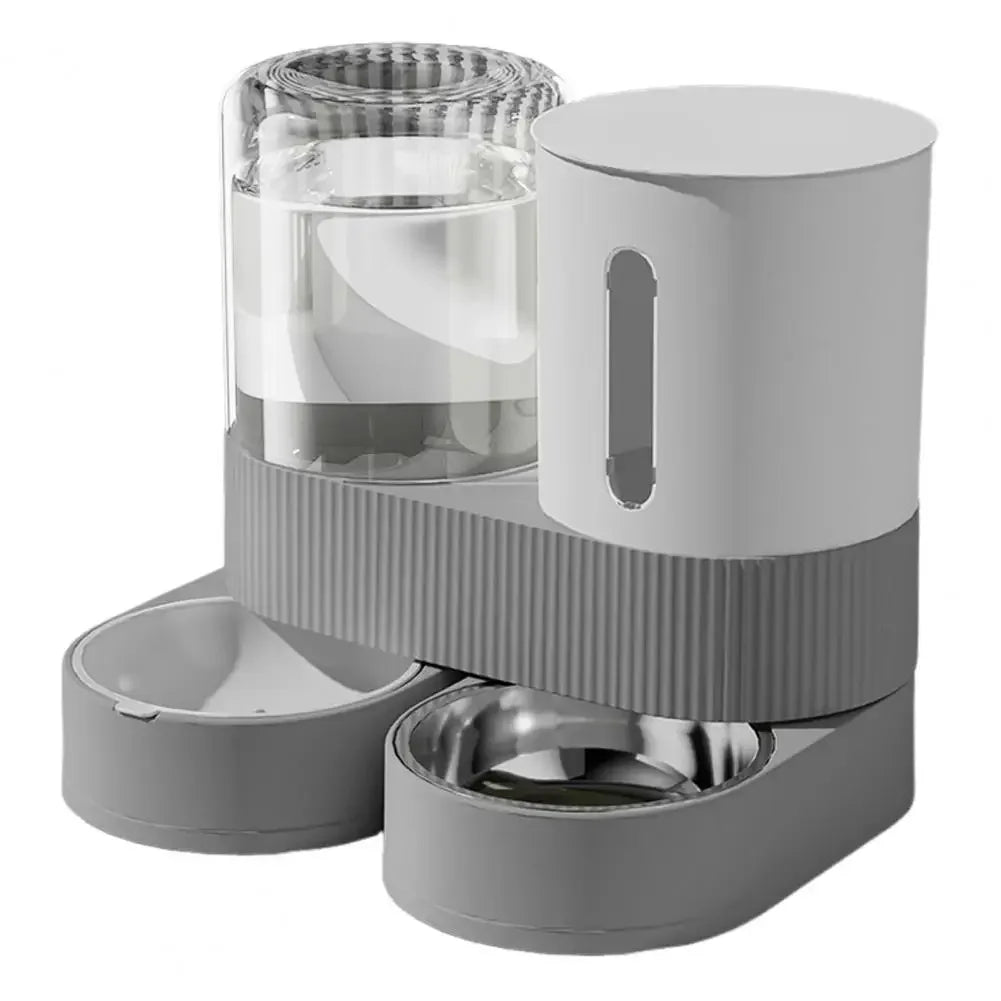 Automatic Cat Feeder Automatic Pet Feeder Water Dispenser Set for Cats Dogs 2-in-1 Food Bowl with Stainless Steel Insert 1pcs