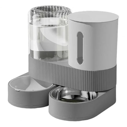 Automatic Cat Feeder Automatic Pet Feeder Water Dispenser Set for Cats Dogs 2-in-1 Food Bowl with Stainless Steel Insert 1pcs
