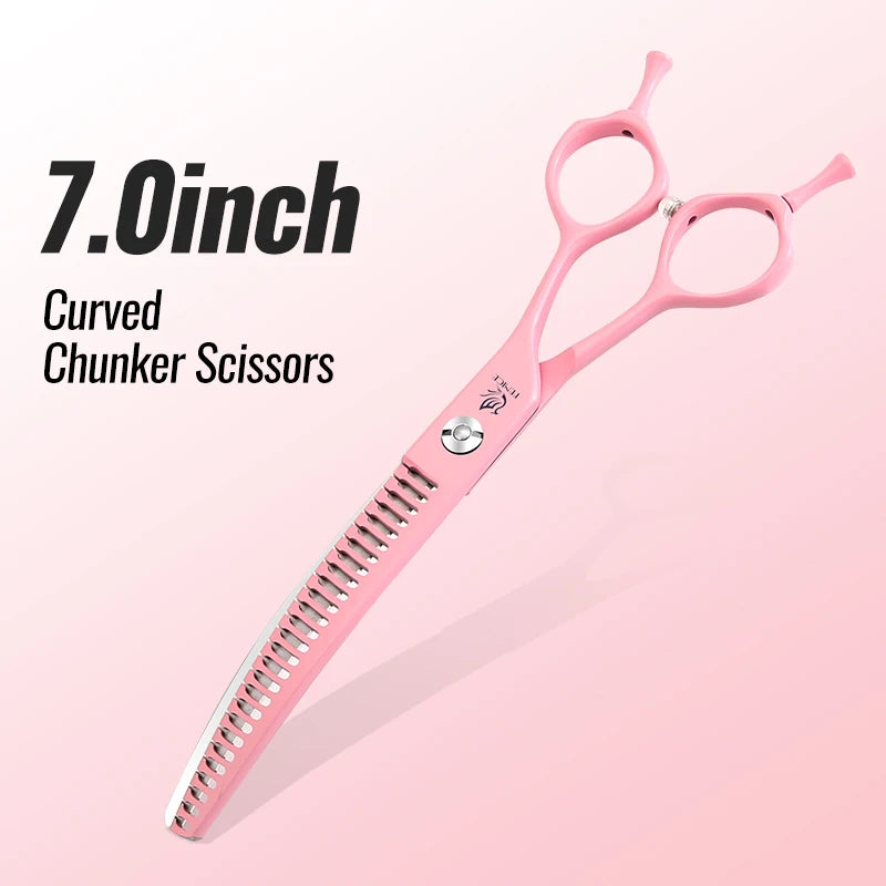 Fenice Dog Beauty Scissors Colorful 6.5/7/7.5 inch JP440C Professional Dog Grooming Scissors Curved Thinner Chunker Shears Tools