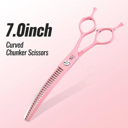 Fenice Dog Beauty Scissors Colorful 6.5/7/7.5 inch JP440C Professional Dog Grooming Scissors Curved Thinner Chunker Shears Tools