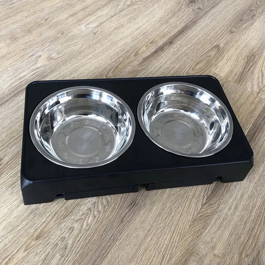 Dog Feeder Stand Elevated Adjustable, Stainless Steel Bowls Double, Raised Food Water Bowls for Small Medium Large Dogs
