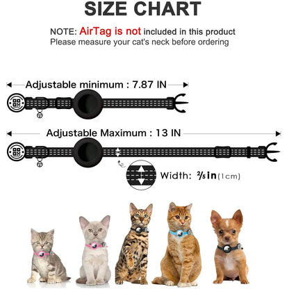 Reflective AirTag Cat Collar – Breakaway Safety Collar with QR Tag & Air Tag Holder