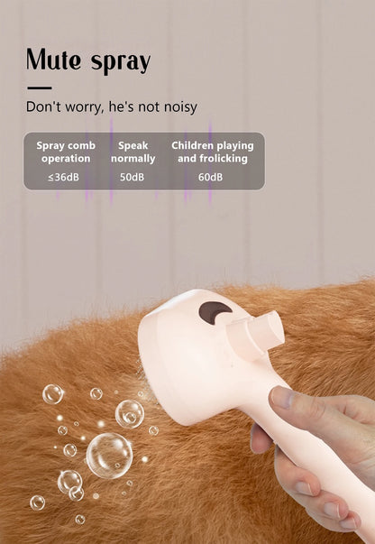 USB Steam Spray Pet Grooming Comb – Heated Massage Brush for Dogs & Cats
