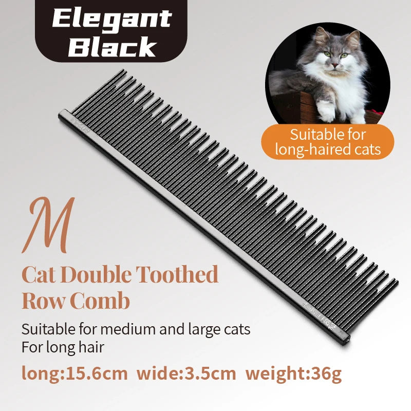 Fenice Professional Anti-Corrosion Grooming Comb For Dogs Cats Tapered Stainless Steel Pins Pet Grooming Supplies