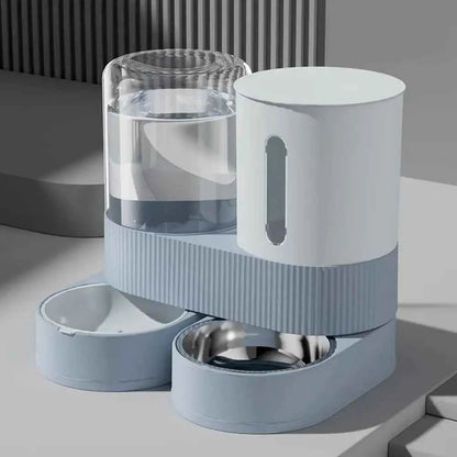 Automatic Cat Feeder Automatic Pet Feeder Water Dispenser Set for Cats Dogs 2-in-1 Food Bowl with Stainless Steel Insert 1pcs